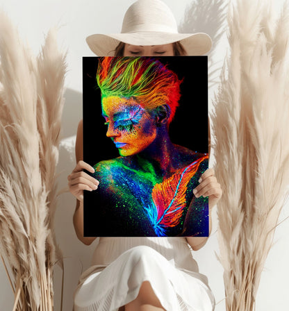 Neon UV Body Paint Aluminum Print