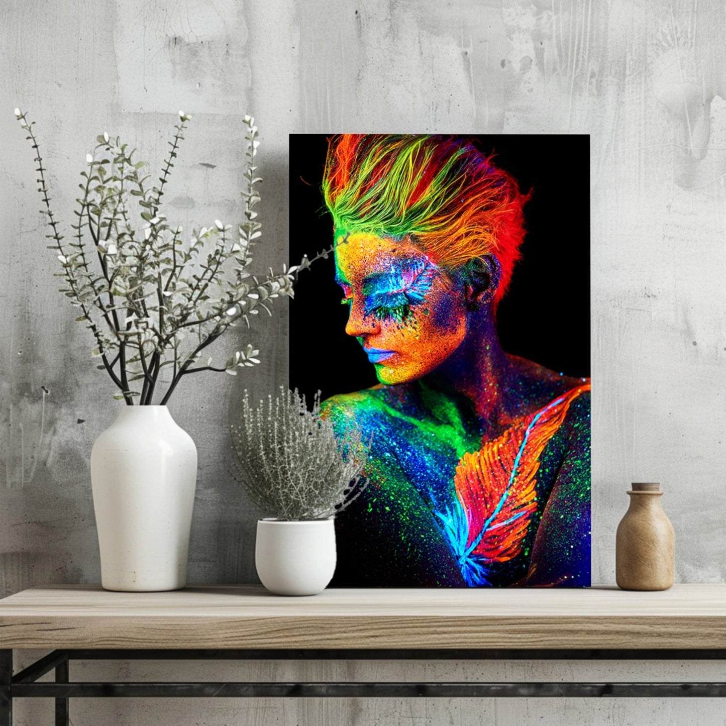 Neon UV Body Paint Aluminum Print