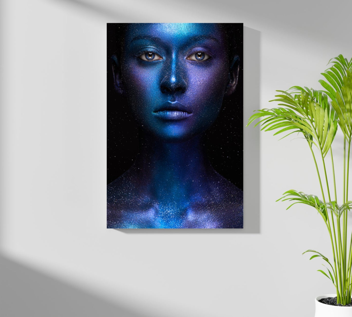 Blue Cosmic Glitter Face Aluminum Print
