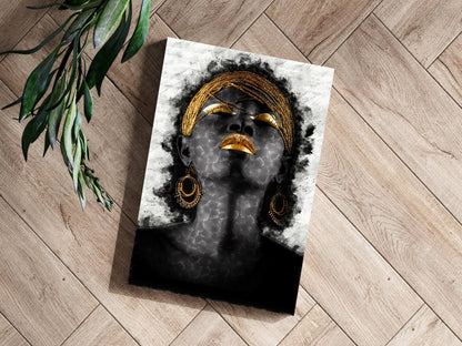 Gold Headwrap Watercolor Aluminum Print