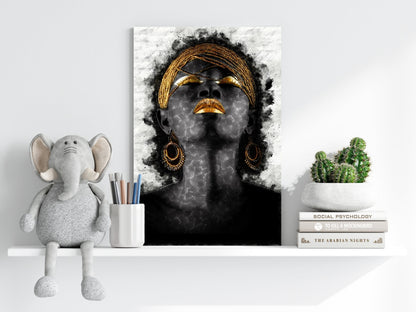 Gold Headwrap Watercolor Aluminum Print