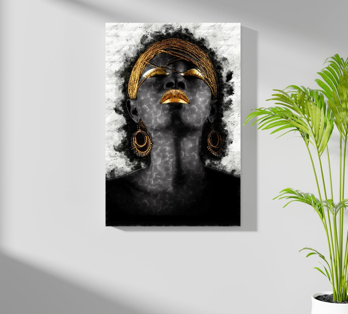 Gold Headwrap Watercolor Aluminum Print
