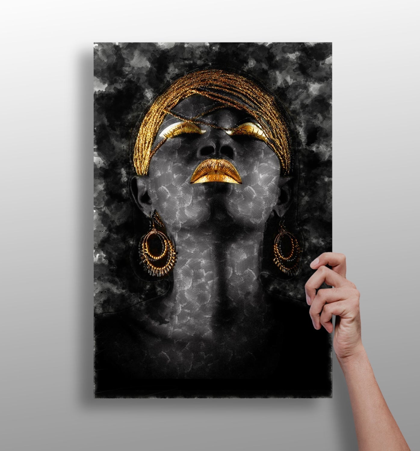 Gold Turban Smoky Woman Aluminum Print