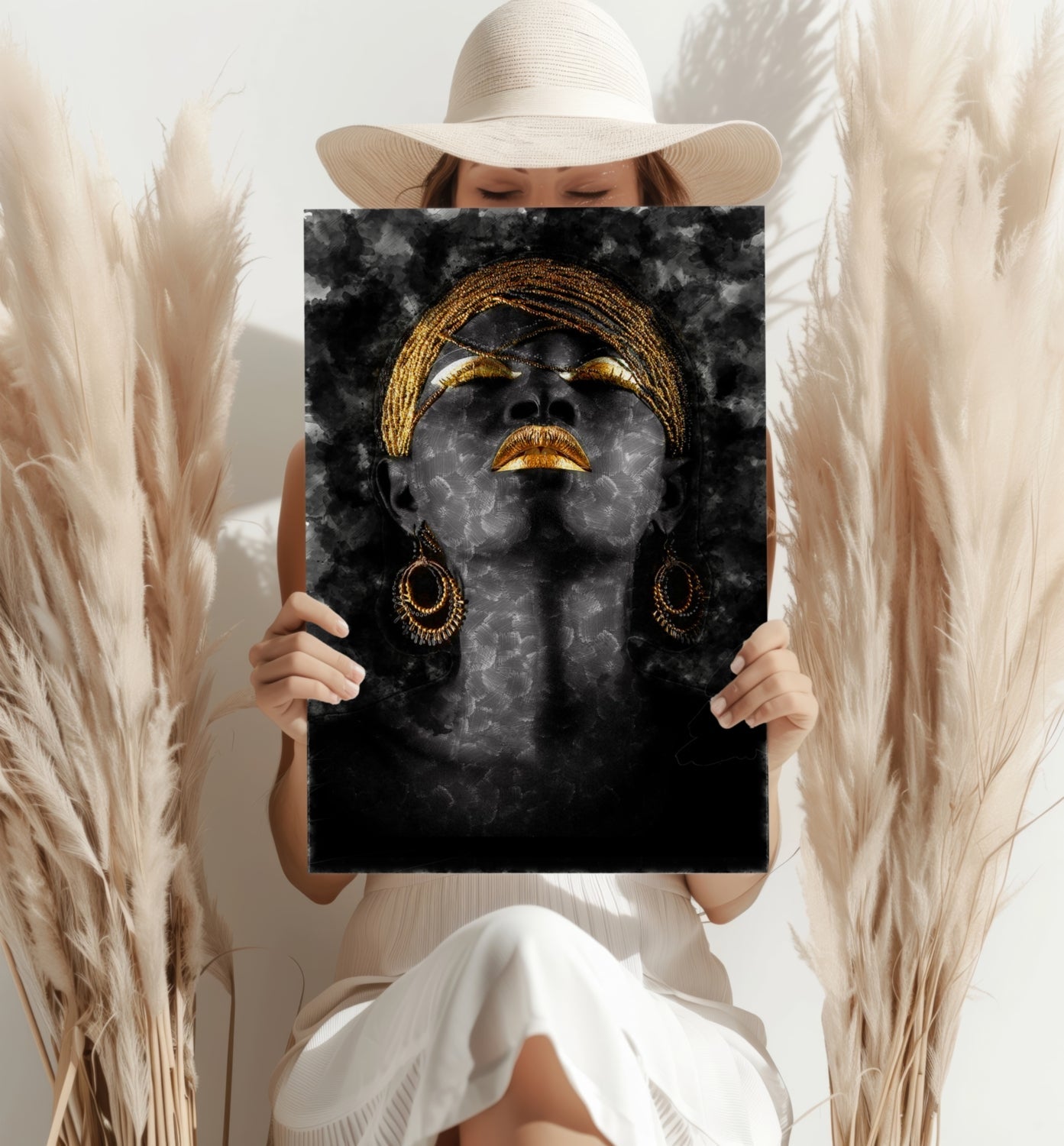 Gold Turban Smoky Woman Aluminum Print