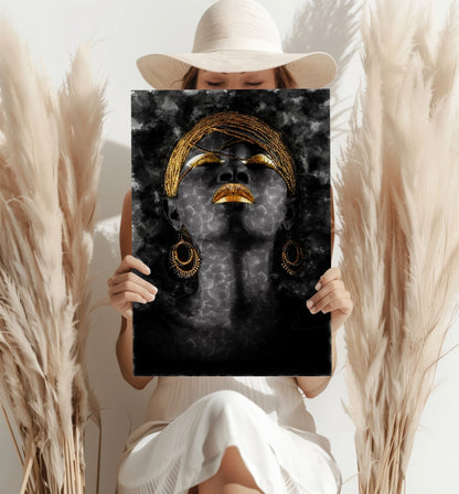 Gold Turban Smoky Woman Aluminum Print