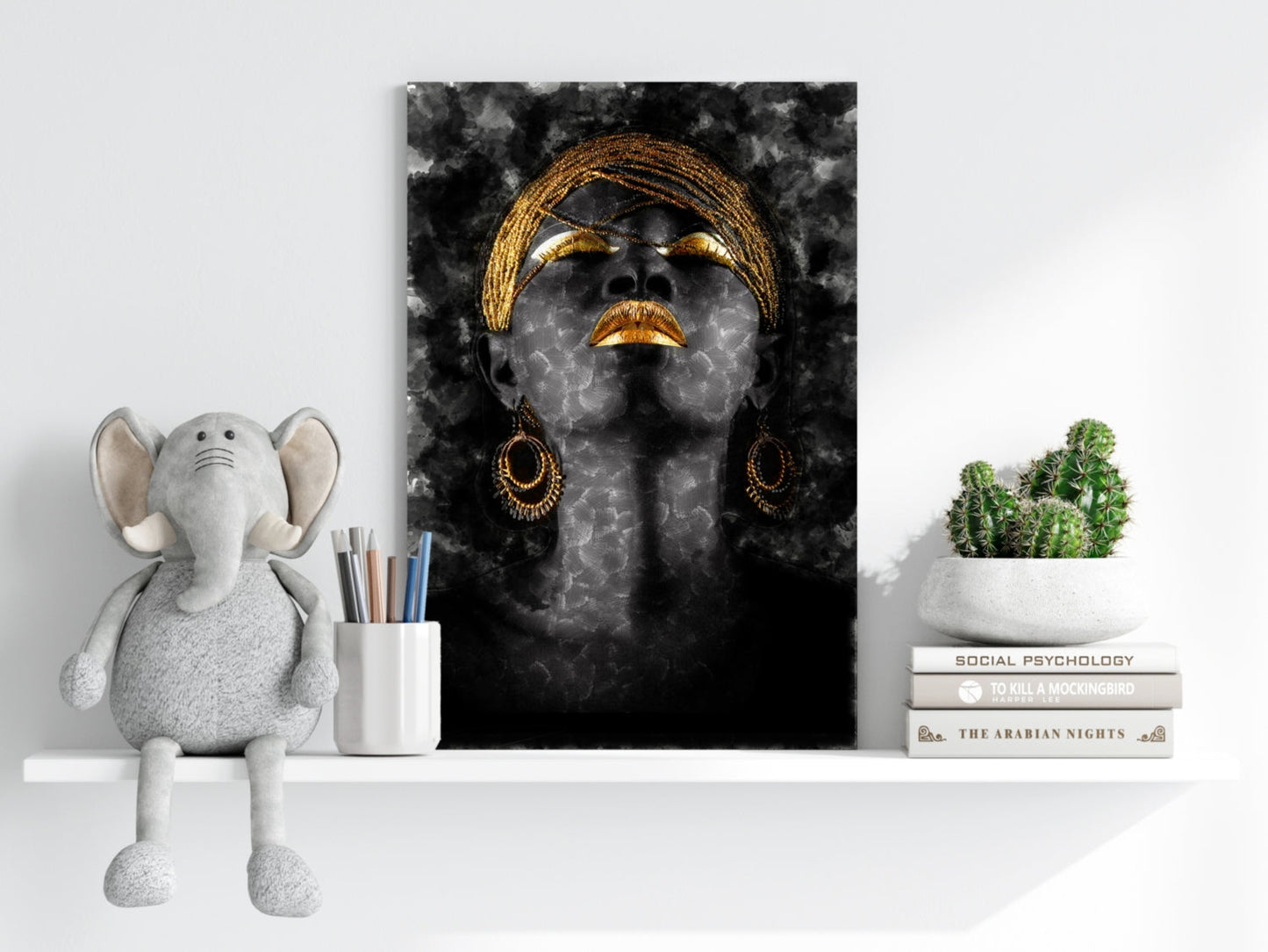 Gold Turban Smoky Woman Aluminum Print