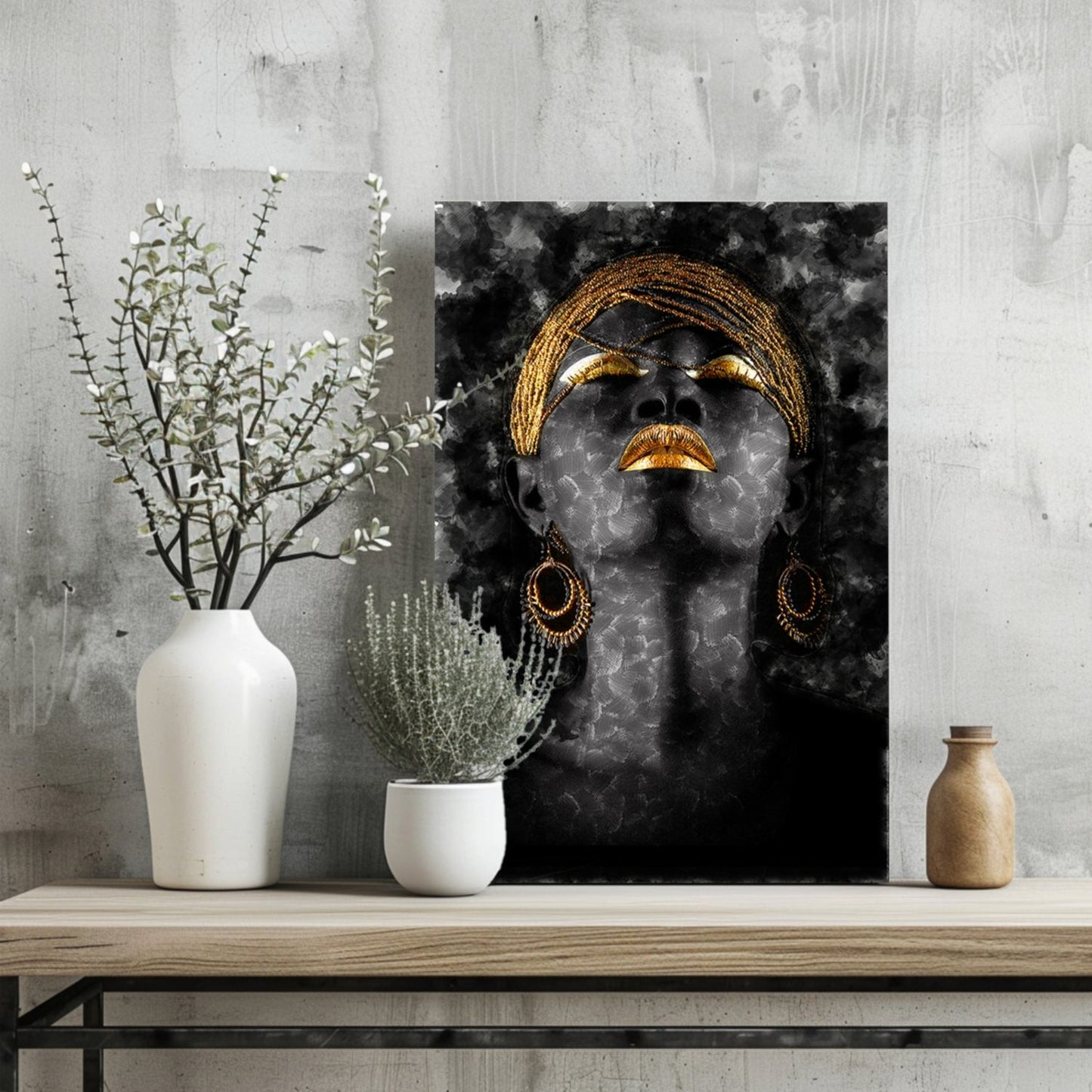 Gold Turban Smoky Woman Aluminum Print
