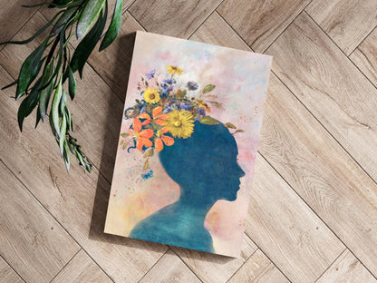 Floral Head Silhouette Aluminum Print