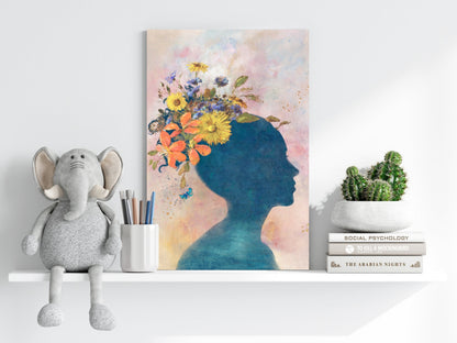 Floral Head Silhouette Aluminum Print