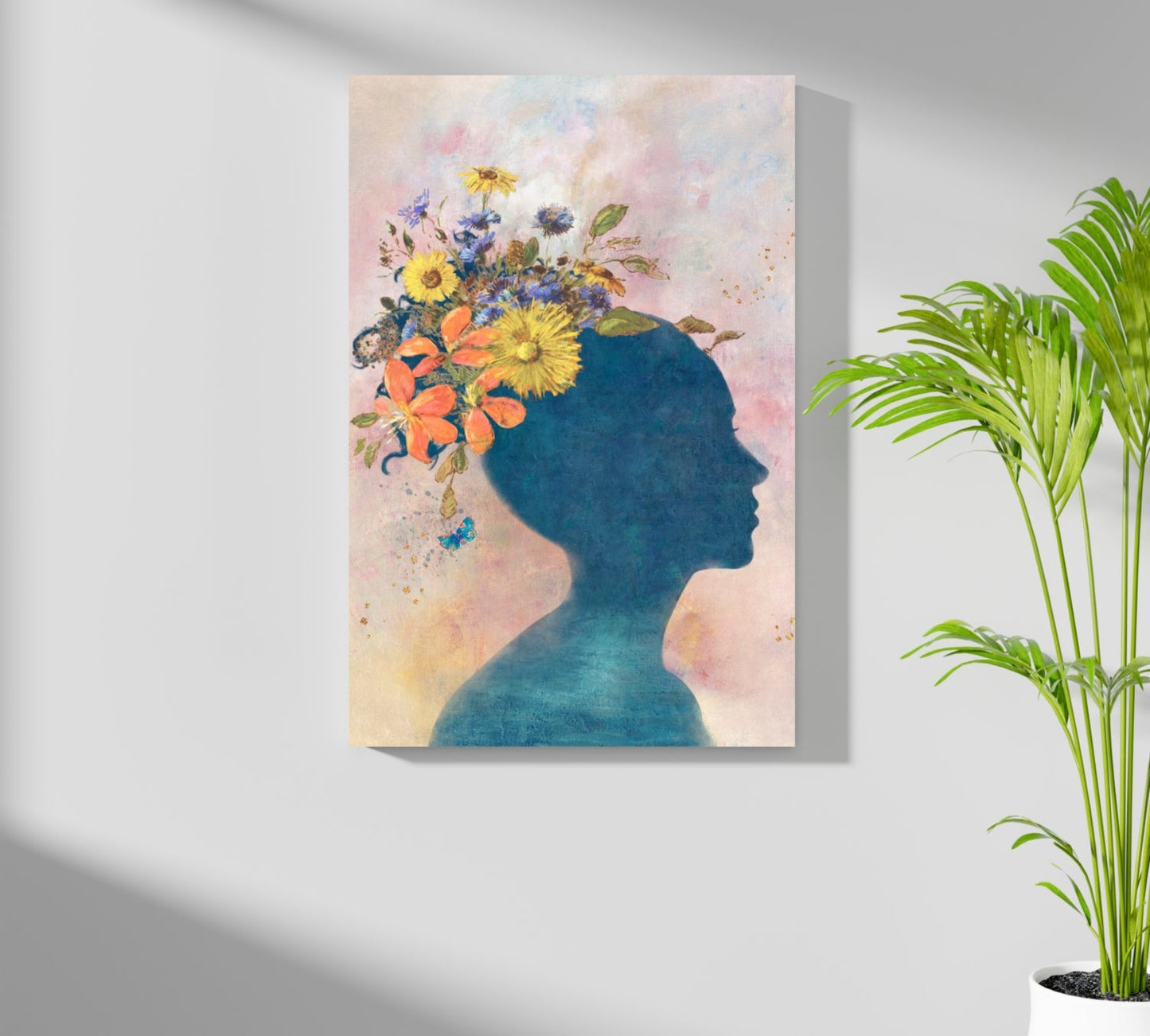 Floral Head Silhouette Aluminum Print