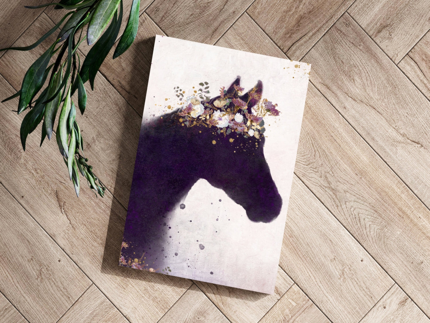 Floral Crown Purple Horse Silhouette Aluminum Print