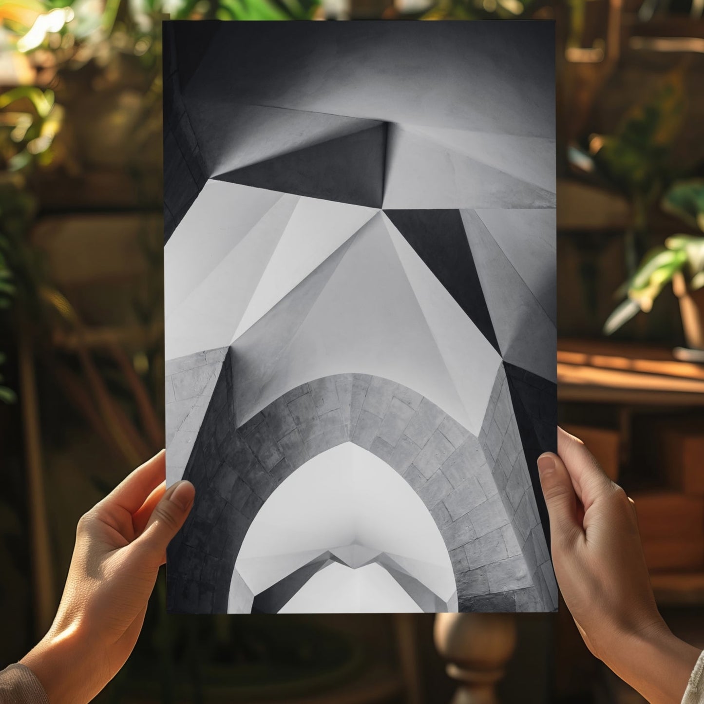 Faceted Concrete Arches Geometric Aluminum Print