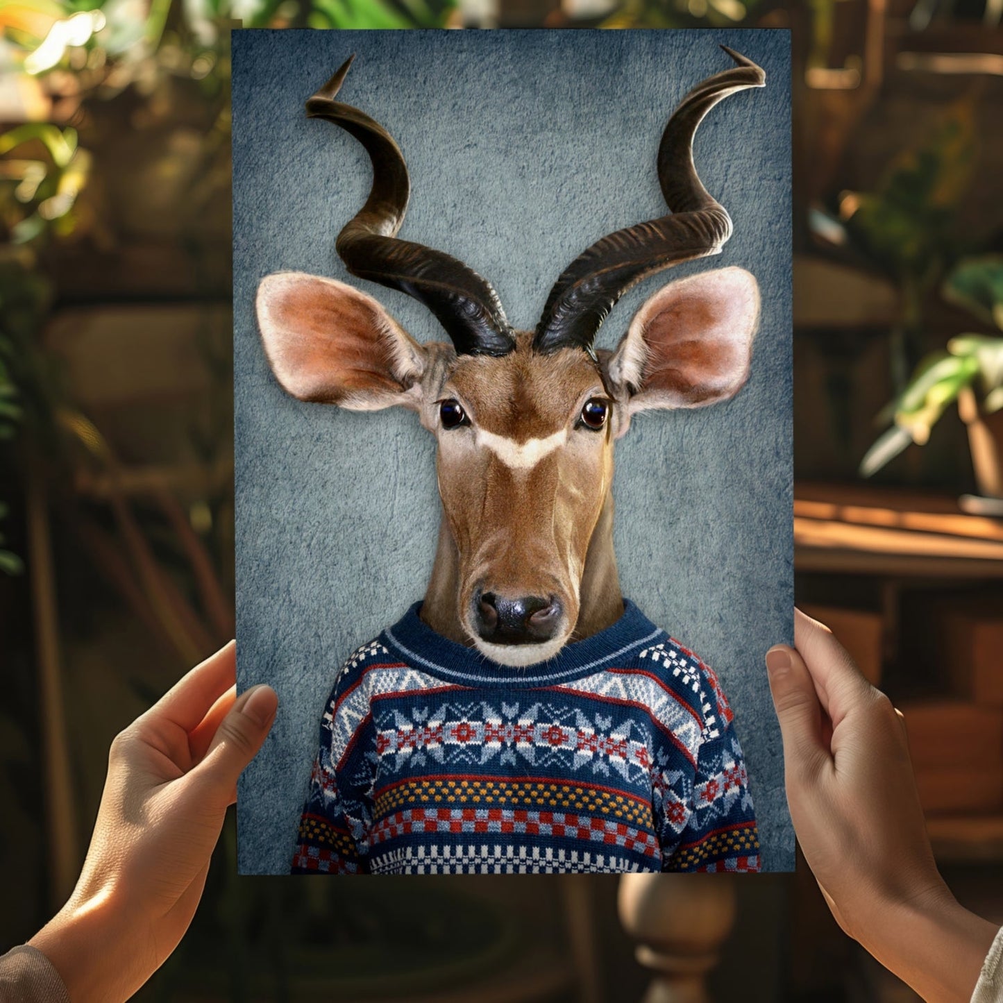 Antelope In Knit Sweater Portrait Aluminum Print