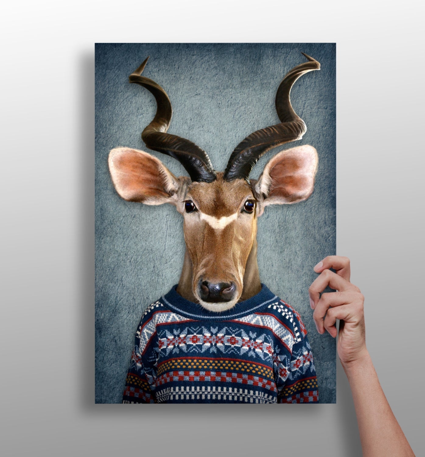 Antelope In Knit Sweater Portrait Aluminum Print