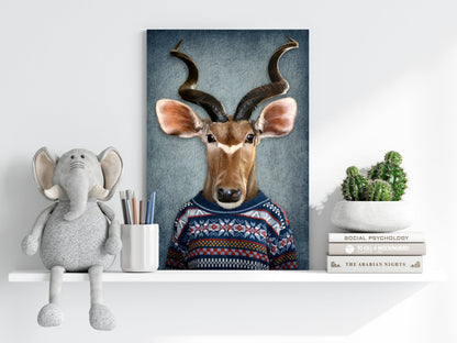 Antelope In Knit Sweater Portrait Aluminum Print