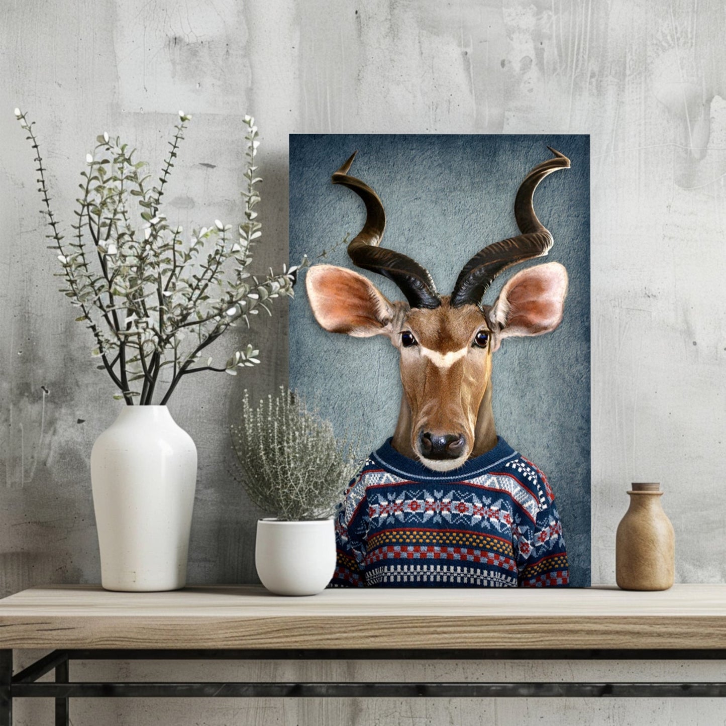 Antelope In Knit Sweater Portrait Aluminum Print