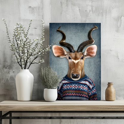 Antelope In Knit Sweater Portrait Aluminum Print