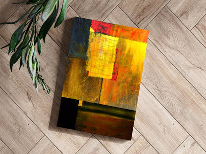 Warm Amber Blocks Abstract Aluminum Print