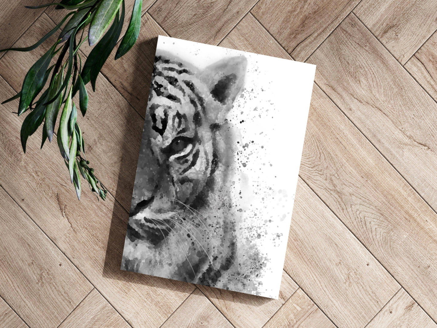Black and White Watercolor Tiger Aluminum Print