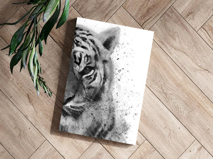 Black and White Watercolor Tiger Aluminum Print