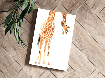 Upside Down Peeking Watercolor Giraffe Aluminum Print