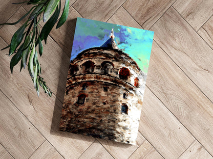 Painterly Blue Sky Galata Tower Aluminum Print