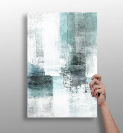 Teal White Brushstroke Aluminum Print