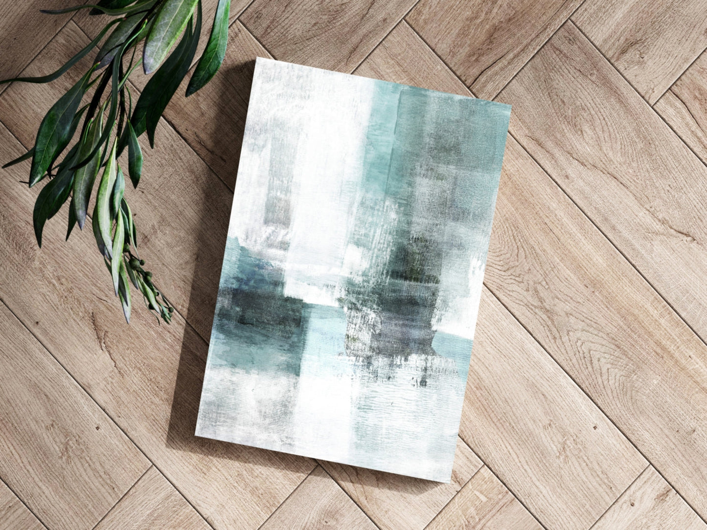 Teal White Brushstroke Aluminum Print