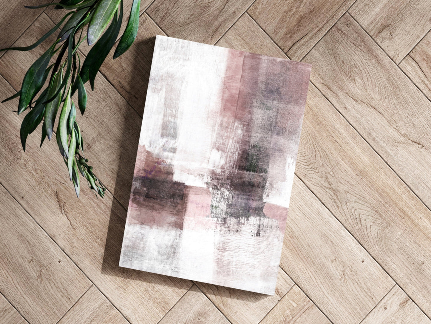 Blush Pink Gray Abstract Aluminum Print