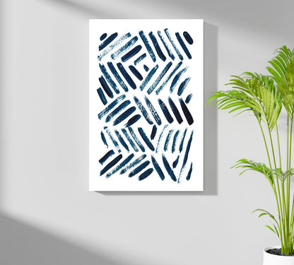 Navy Diagonal Brush Dash Pattern Aluminum Print