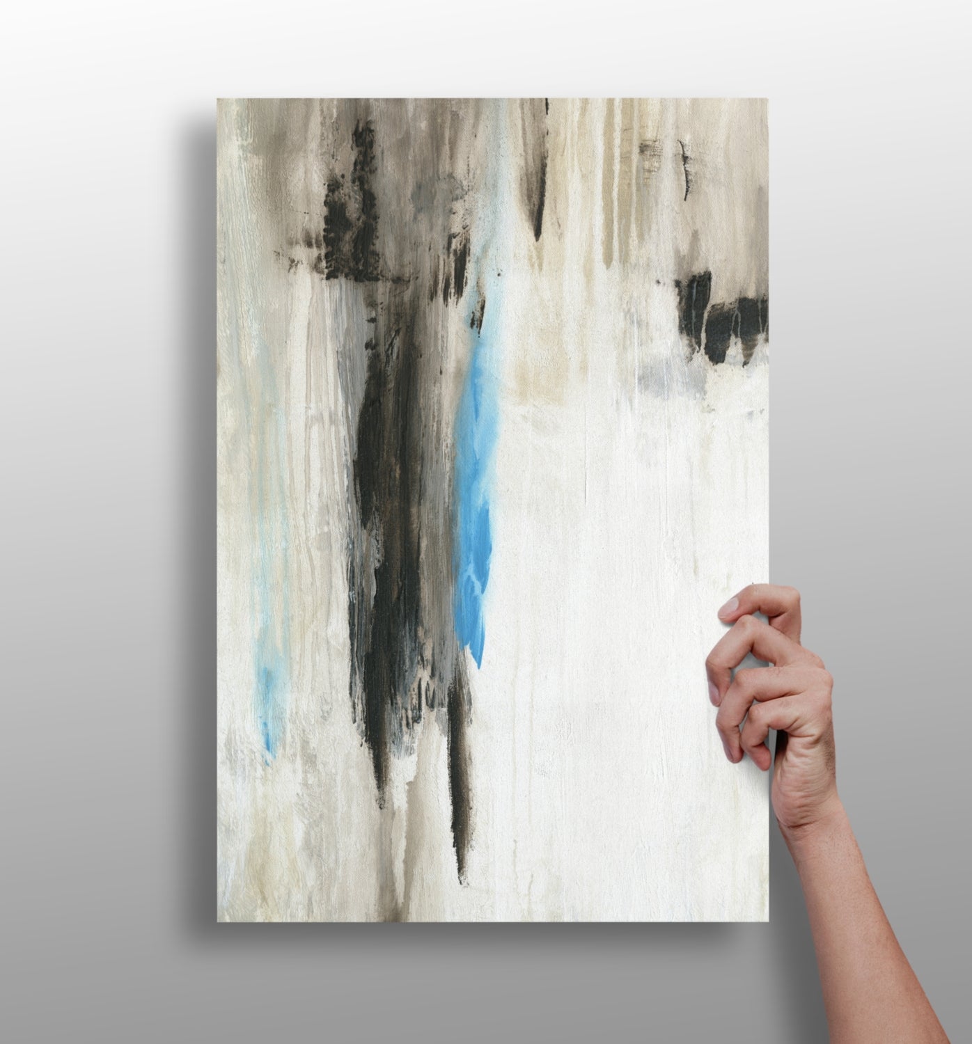 Beige Blue Accent Abstract Aluminum Print