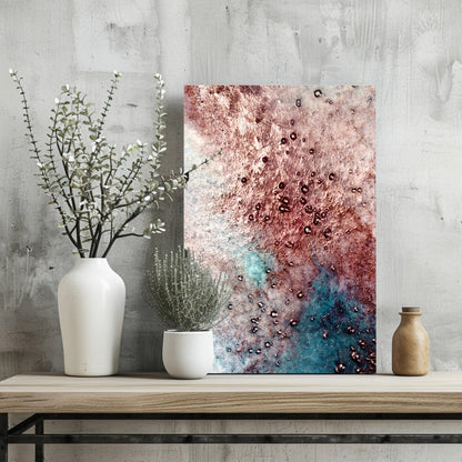 Copper Teal Droplets Aluminum Print