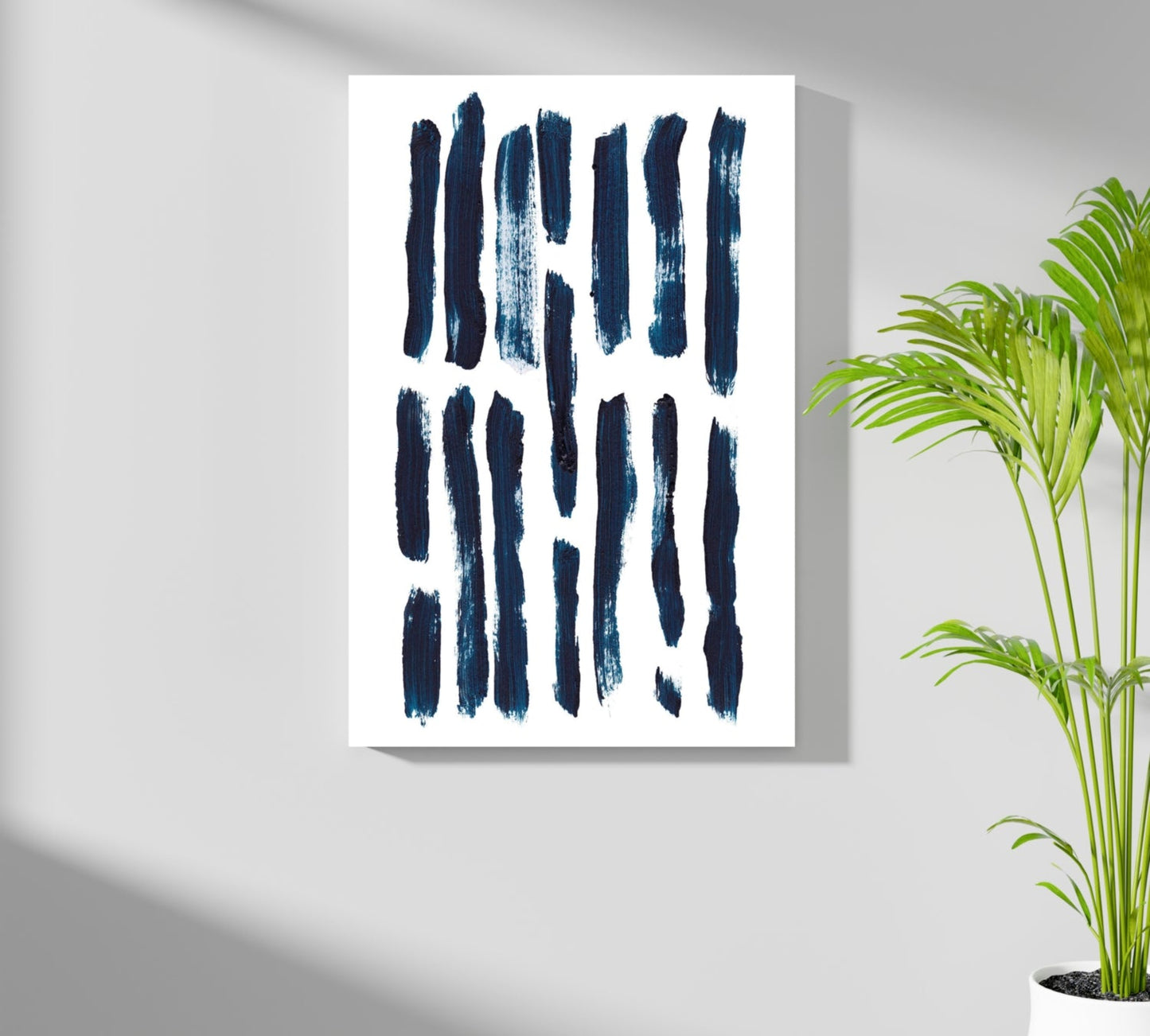 Navy Vertical Brush Stroke Rows Aluminum Print