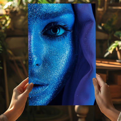 Cobalt Blue Glitter Veil Aluminum Print