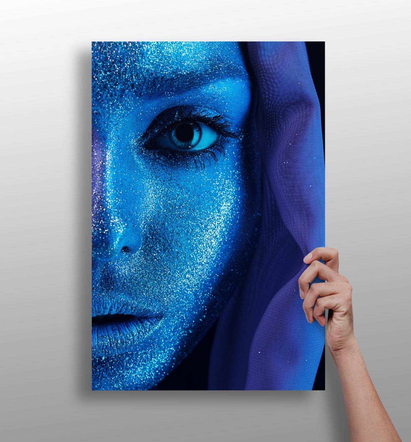 Cobalt Blue Glitter Veil Aluminum Print