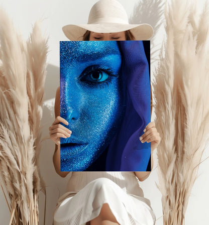 Cobalt Blue Glitter Veil Aluminum Print