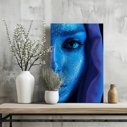 Cobalt Blue Glitter Veil Aluminum Print
