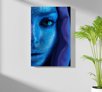Cobalt Blue Glitter Veil Aluminum Print