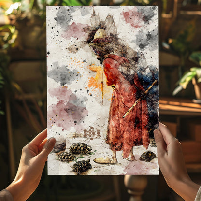 Watercolor Splash Tortoise Trainer Aluminum Print