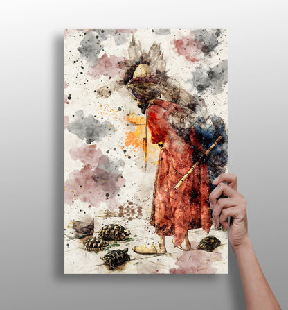 Watercolor Splash Tortoise Trainer Aluminum Print