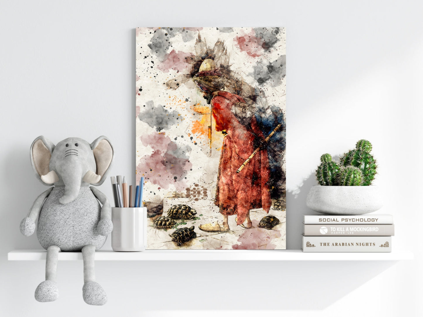 Watercolor Splash Tortoise Trainer Aluminum Print