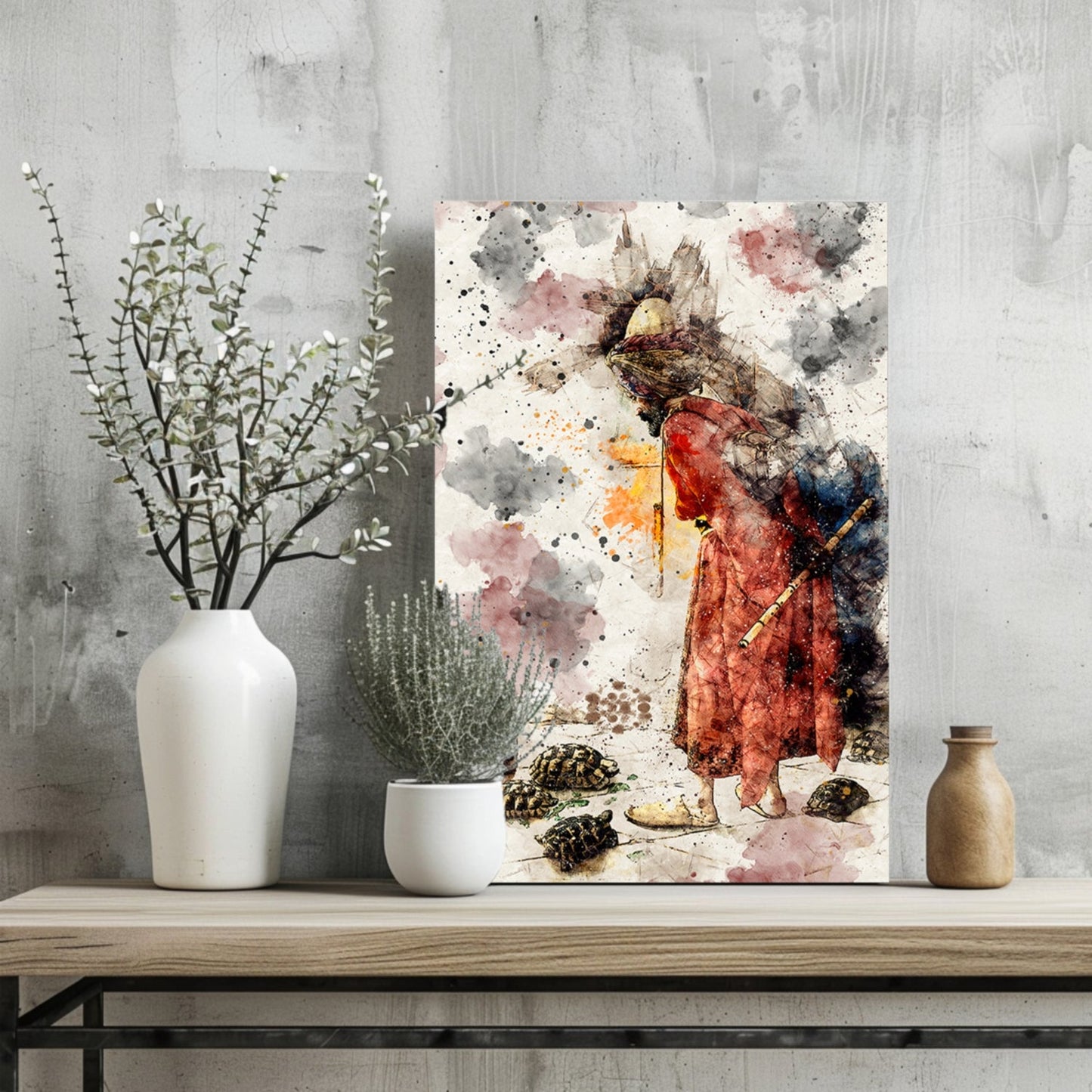 Watercolor Splash Tortoise Trainer Aluminum Print