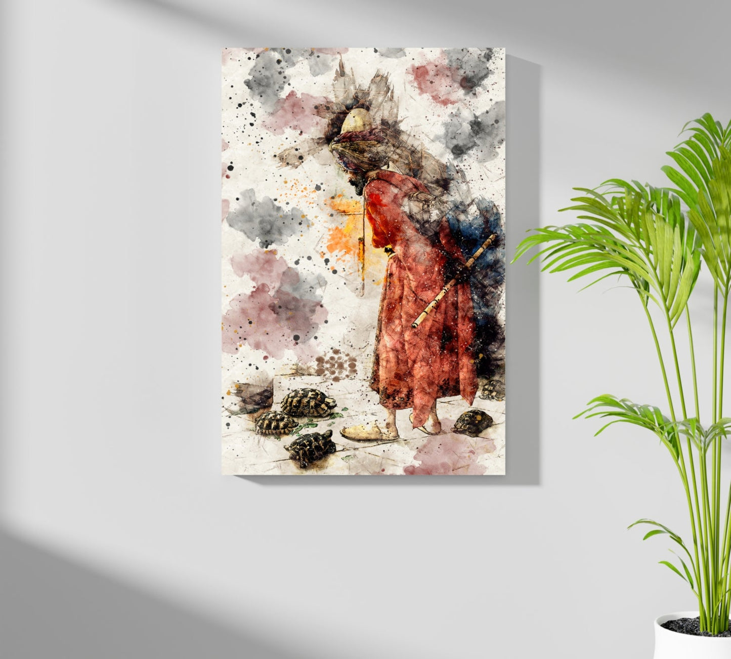 Watercolor Splash Tortoise Trainer Aluminum Print