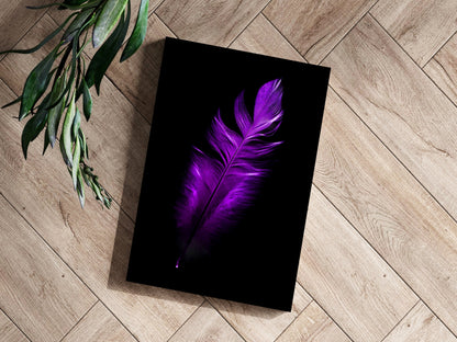 Vivid Violet Feather On Black Backdrop Aluminum Print