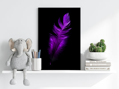 Vivid Violet Feather On Black Backdrop Aluminum Print