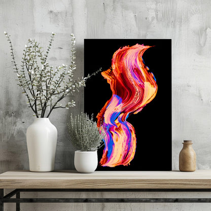 Coral and Blue Fluid Swirl Aluminum Print