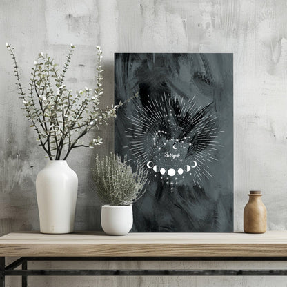 Charcoal Scorpio Constellation Moon Aluminum Print