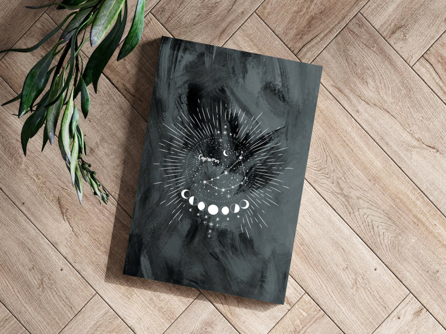 Charcoal Capricorn Constellation Moon Aluminum Print