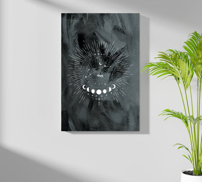 Charcoal Aries Constellation Moon Aluminum Print