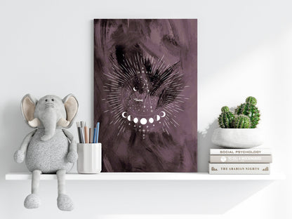 Plum Taurus Constellation Moon Phases Aluminum Print